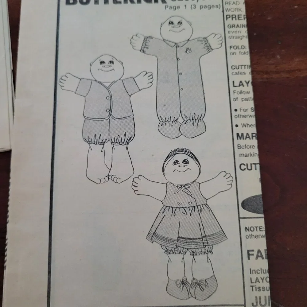 3269 Vintage Cabbage Patch Sewing Pattern Clothes Butterick